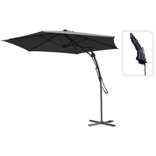 ProGarden Frihängande parasoll mörkgrå 300 cm