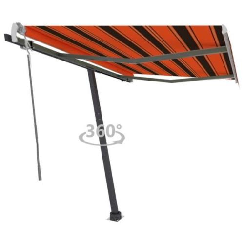 vidaXL Fristående markis manuellt infällbar 350x250 cm orange/brun