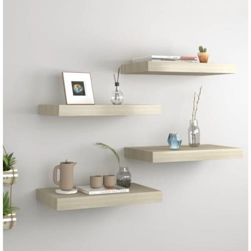 vidaXL Svävande vägghyllor 4 st ek 40x23x3,8 cm MDF