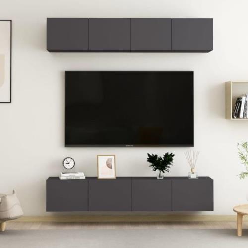 vidaXL TV-skåp 4 st grå 80x30x30 cm konstruerat trä