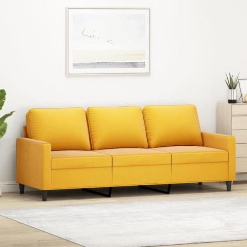 vidaXL 3-sitssoffa gul 180 cm sammet
