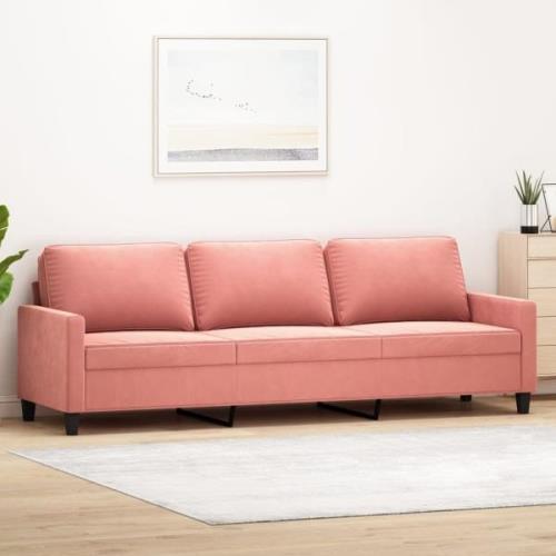 vidaXL 3-sitssoffa rosa 210 cm sammet