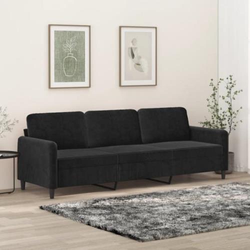 vidaXL 3-sitssoffa svart 210 cm sammet