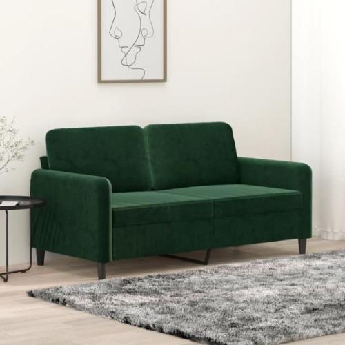 vidaXL Soffa 2-sits mörkgrön 140 cm sammet