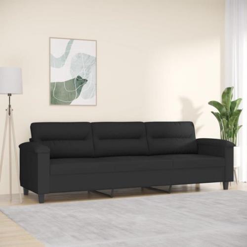 vidaXL 3-sitssoffa svart 210 cm mikrofibertyg