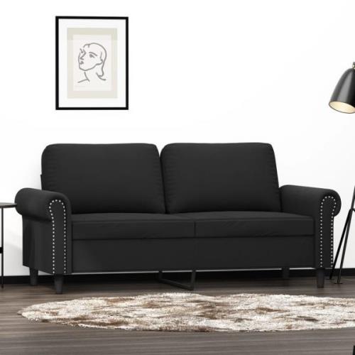 vidaXL Soffa 2-sits svart 140 cm sammet