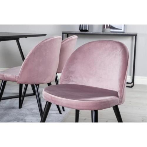 Venture Home Matstolar 2 st Velvet sammet svart och svag rosa