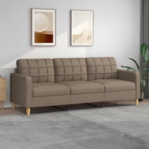 vidaXL 3-sitssoffa taupe 210 cm tyg