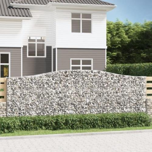 vidaXL Gabion bågformad 400x30x140/160 cm galvaniserat järn