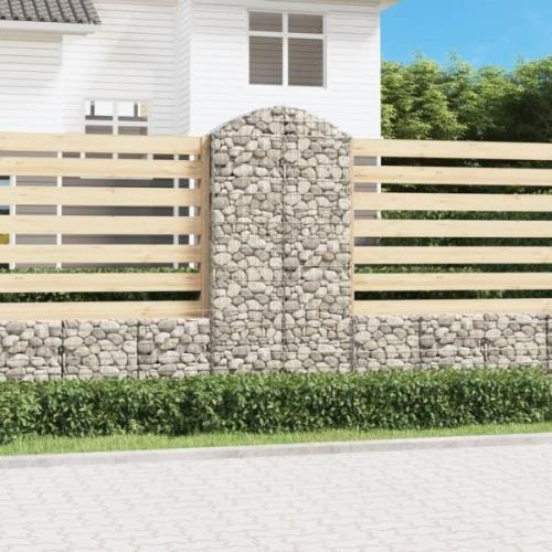 vidaXL Gabion bågformad 100x30x200/220 cm galvaniserat järn