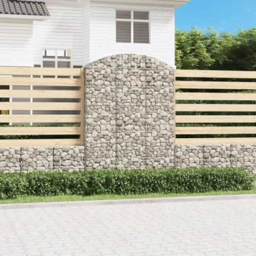 vidaXL Gabion bågformad 150x50x200/220 cm galvaniserat järn