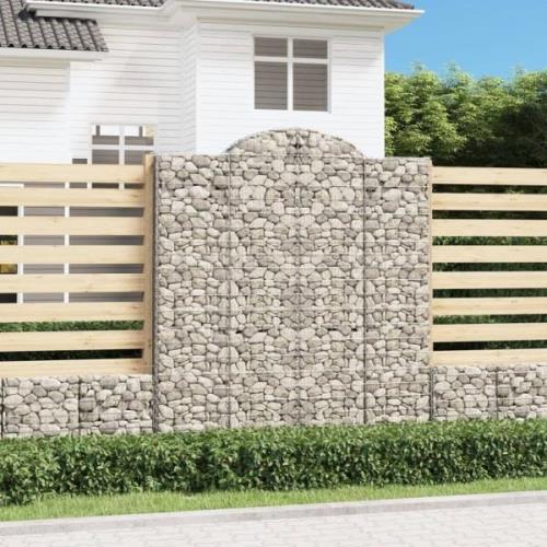 vidaXL Gabion bågformad 200x50x220/240 cm galvaniserat järn