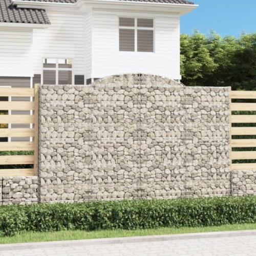 vidaXL Gabion bågformad 300x50x200/220 cm galvaniserat järn