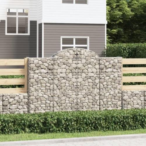 vidaXL Gabion bågformad 200x50x140/160 cm galvaniserat järn