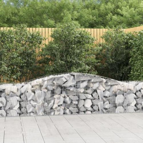 vidaXL Gabion bågformad 400x50x60/80 cm galvaniserat järn