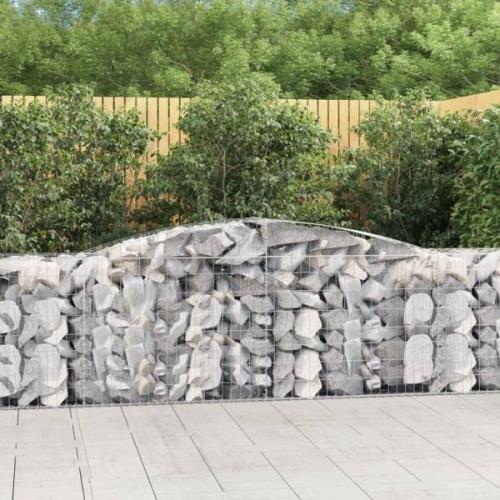 vidaXL Gabion bågformad 400x50x80/100 cm galvaniserat järn