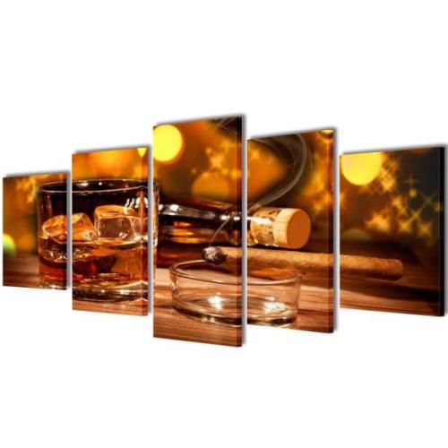Uppsättning väggbonader på duk: whiskey och cigarr 200 x 100 cm