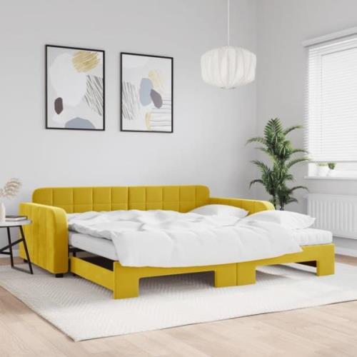 vidaXL Dagbädd utdragbar och madrasser gul 100x200 cm sammet