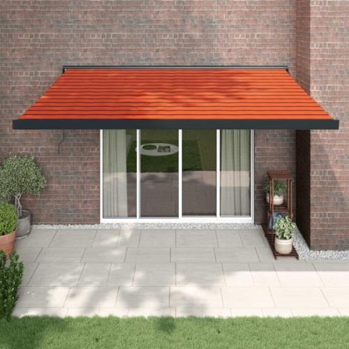 vidaXL Markis infällbar orange och brun 4,5x3 m tyg&aluminium