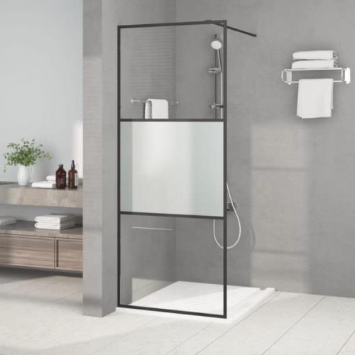 vidaXL Duschvägg svart 80x195 cm halvfrostat ESG-glas