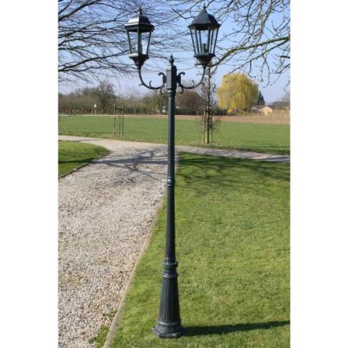 vidaXL Trädgårdslampa 2 armar 230 cm mörkgrön/svart aluminium