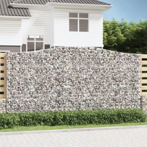 vidaXL Gabion bågformad 400x50x200/220 cm galvaniserat järn