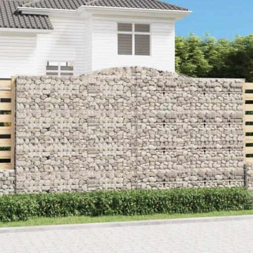 vidaXL Gabion bågformad 400x50x220/240 cm galvaniserat järn