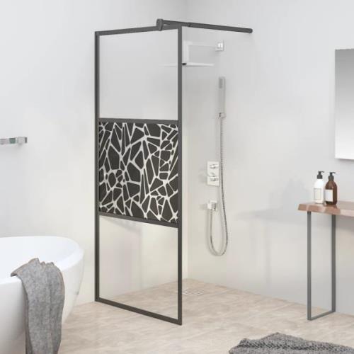 vidaXL Duschvägg 80x195cm ESG-glas med stendesign svart