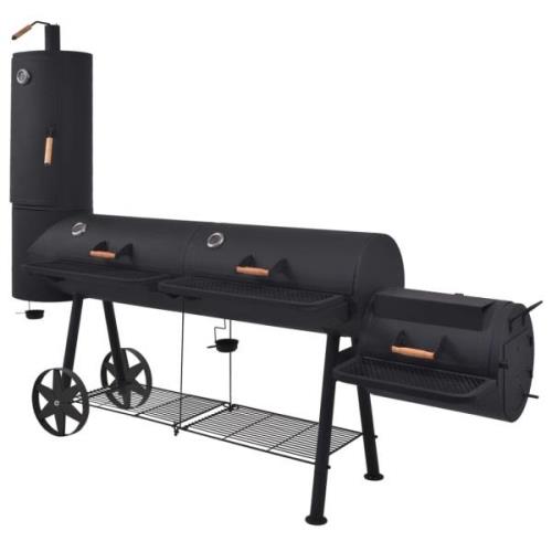 vidaXL Rökgrill BBQ med nedre hylla svart tung XXXL