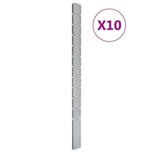 vidaXL Staketstolpar 10 st silver 280 cm galvaniserat stål