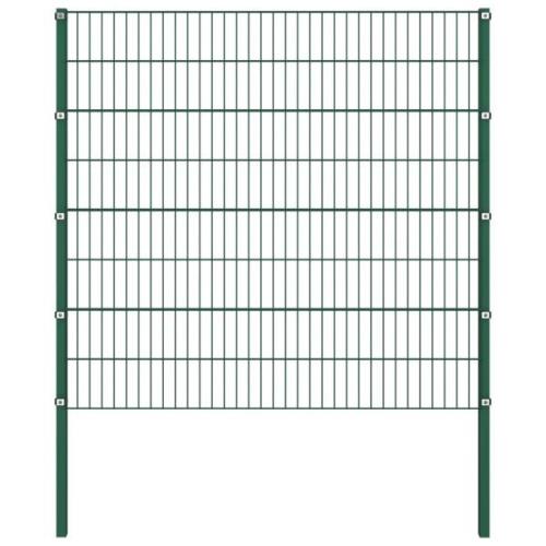 vidaXL Stängselpanel med stolpar järn 1,7x1,6 m grön