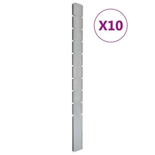 vidaXL Staketstolpar 10 st silver 240 cm galvaniserat stål