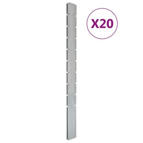 vidaXL Staketstolpar 20 st silver 240 cm galvaniserat stål