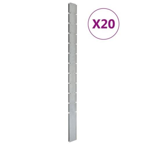 vidaXL Staketstolpar 20 st silver 280 cm galvaniserat stål