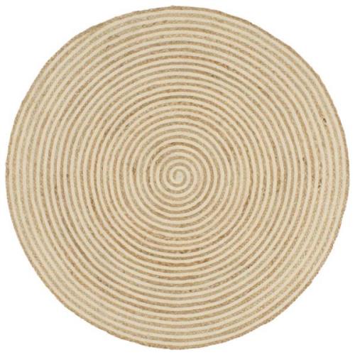 vidaXL Handgjord jutematta med spiraldesign vit 90 cm
