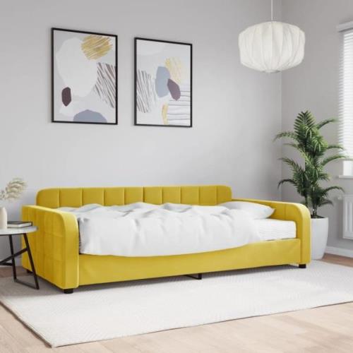 vidaXL Dagbädd med madrass gul 100x200 cm sammet