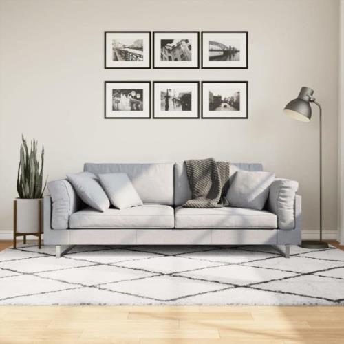 vidaXL Ryamatta PAMPLONA lång lugg modern gräddvit & svart 160x230 cm