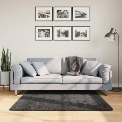 vidaXL Ryamatta PAMPLONA lång lugg modern antracit 120x120 cm