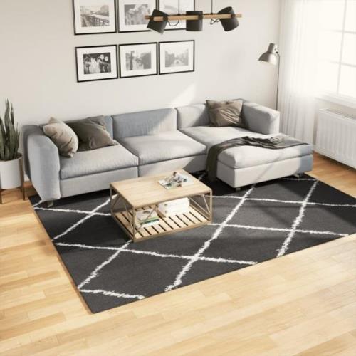 vidaXL Ryamatta PAMPLONA lång lugg modern svart & gräddvit 200x280 cm