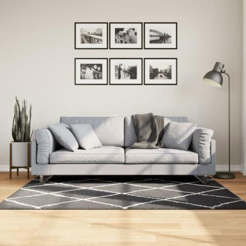 vidaXL Ryamatta PAMPLONA lång lugg modern svart & gräddvit 120x170 cm