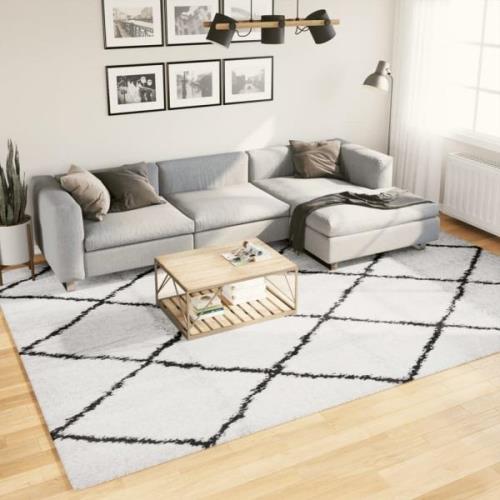 vidaXL Ryamatta PAMPLONA lång lugg modern gräddvit & svart 240x340 cm