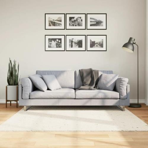 vidaXL Ryamatta PAMPLONA lång lugg modern gräddvit 160x160 cm