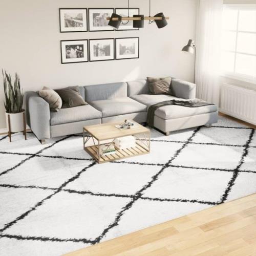 vidaXL Ryamatta PAMPLONA lång lugg modern gräddvit & svart 300x400 cm