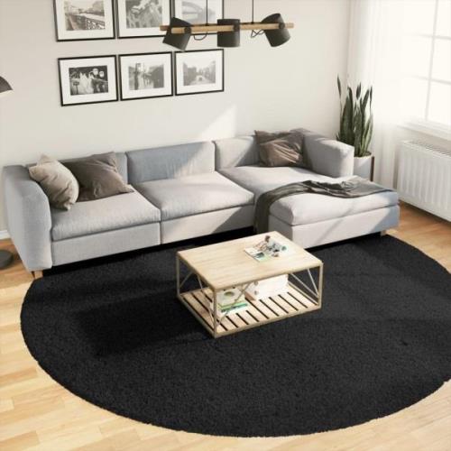 vidaXL Ryamatta PAMPLONA lång lugg modern svart Ø 280 cm