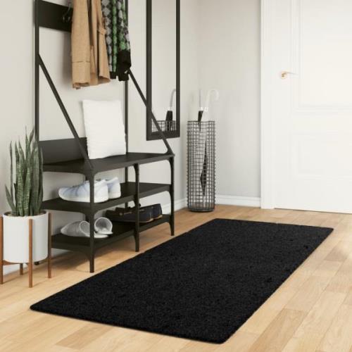 vidaXL Ryamatta PAMPLONA lång lugg modern svart 80x200 cm