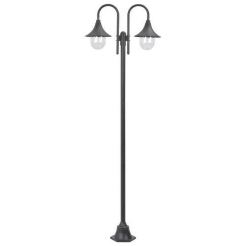 vidaXL Lyktstolpe för trädgård E27 220 cm aluminium 2 lyktor brons