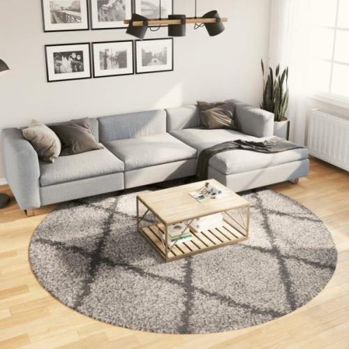 vidaXL Ryamatta PAMPLONA lång lugg modern beige & antracit Ø 240 cm