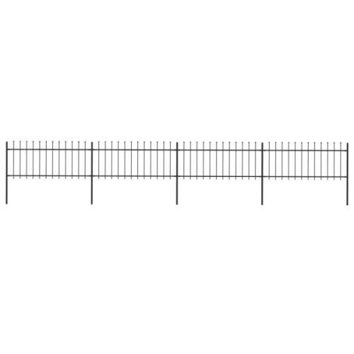 vidaXL Trädgårdsstaket med spjuttopp stål 6,8x0,8 m svart