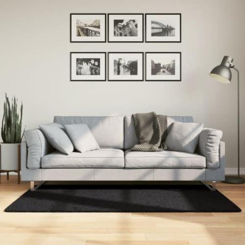 vidaXL Ryamatta PAMPLONA lång lugg modern svart 80x150 cm