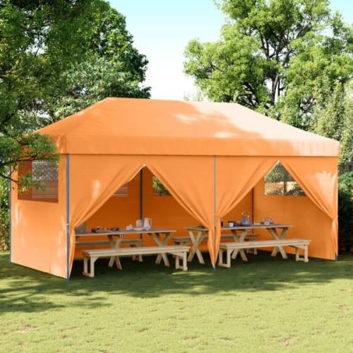 vidaXL Pop-Up hopfällbart partytält med 4 sidoväggar ORANGE